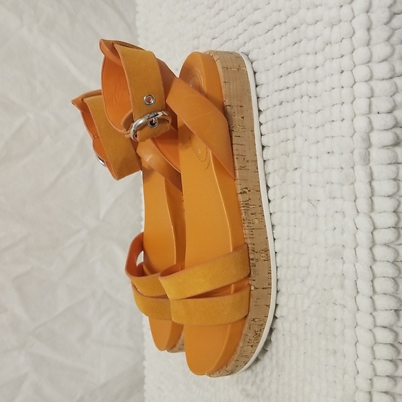 Marc Fisher Women’s Orange Ankle Strap Cork Wedge Sandals - Picture 3 of 7